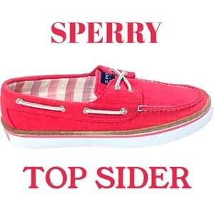 NWOB SPERRY Women’s Top Sider Bahama Boat Shoe Pink Linen 8 1/2
